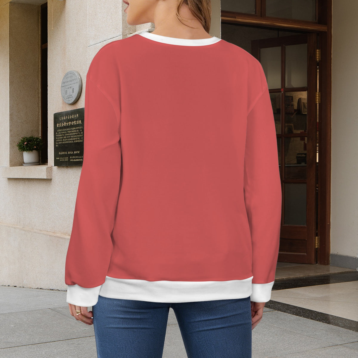 Canada Flag Inspired Women's Crew Neck Sweater Printed in the USA