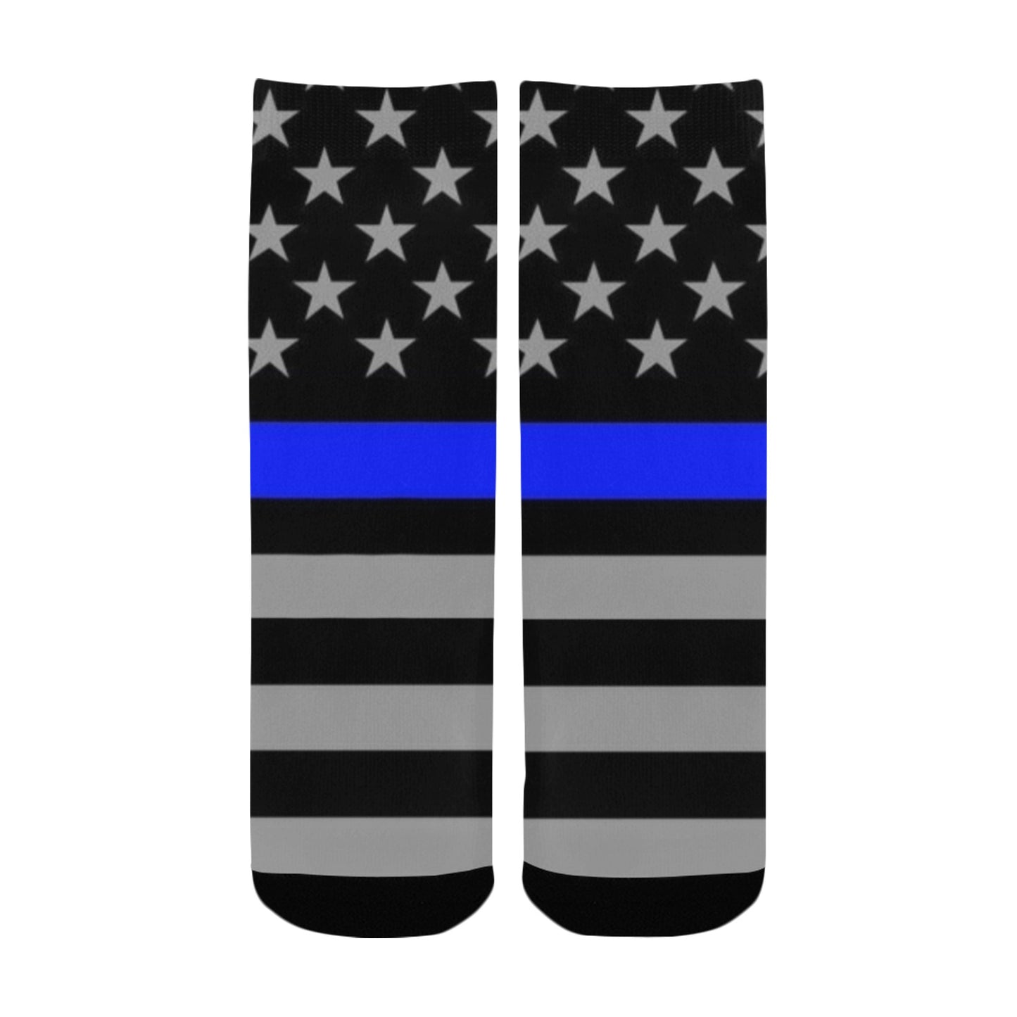 Thin Blue Line Flag Inspired (subdued) Kid's Custom Socks (Made in the USA)