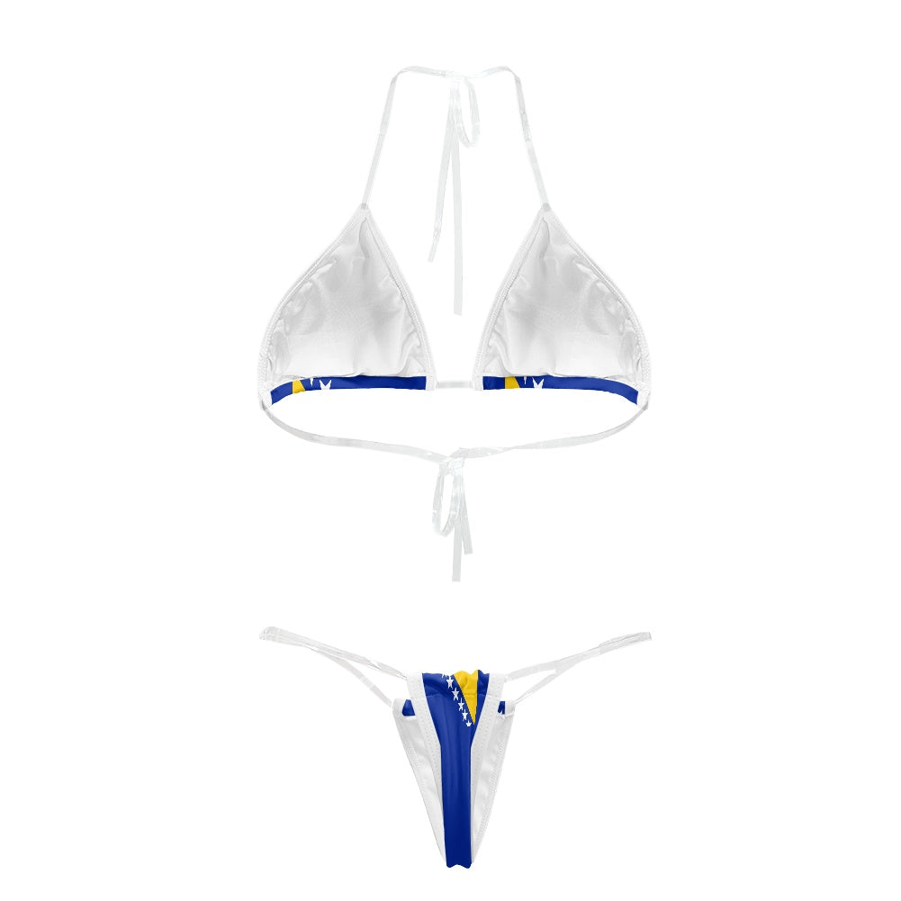 Bosnia and Herzegovina Flag Inspired Transparent String Bikini