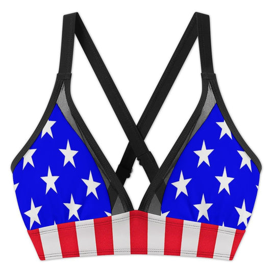 USA/American Flag Inspired Style-2 Women's Mesh Drawstring Skirt and Swimsuit Set