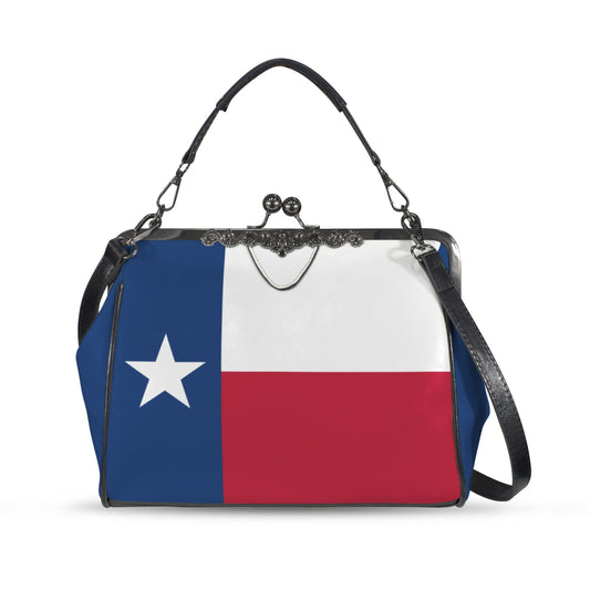 Texas Flag Inspired Kisslock Crossbody Shoulder Bag