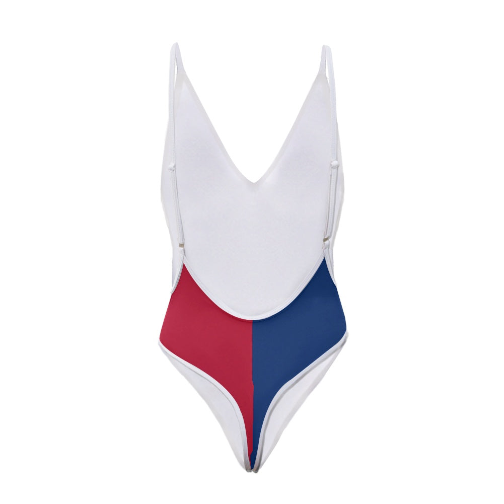Texas Flag Inspired One-Piece Thong Swimsuit