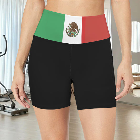 Mexico Flag Inspired Pocket Yoga Active Shorts