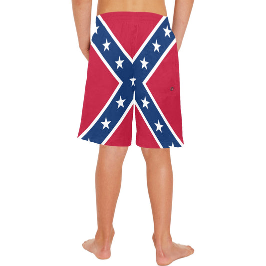Confederate Battle Flag Inspired Boys Beach Shorts
