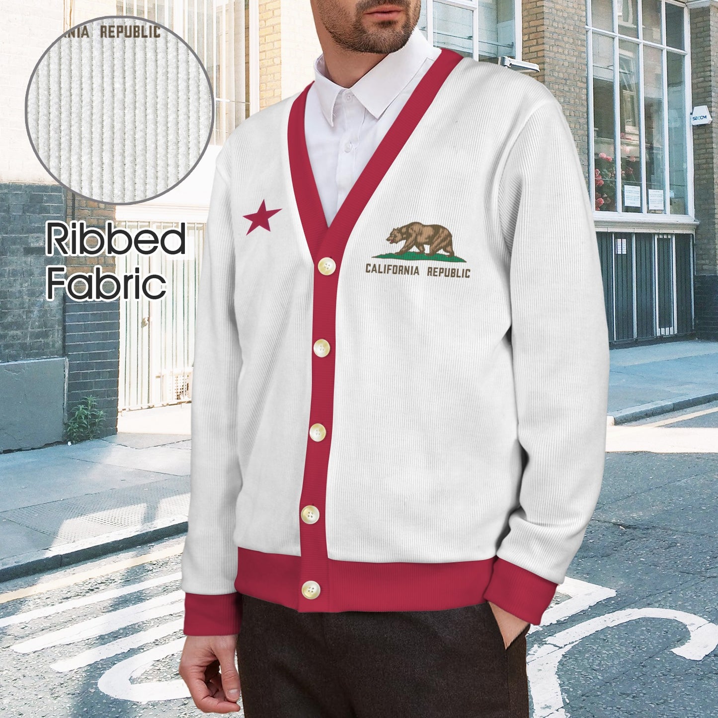 California Flag Inspired Men's Cardigan