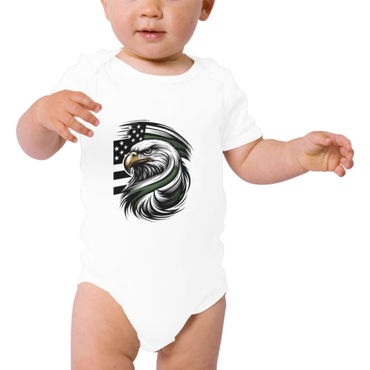 Thin Green Line Eagle Baby Short Sleeve Unisex Bodysuits（Made in USA）