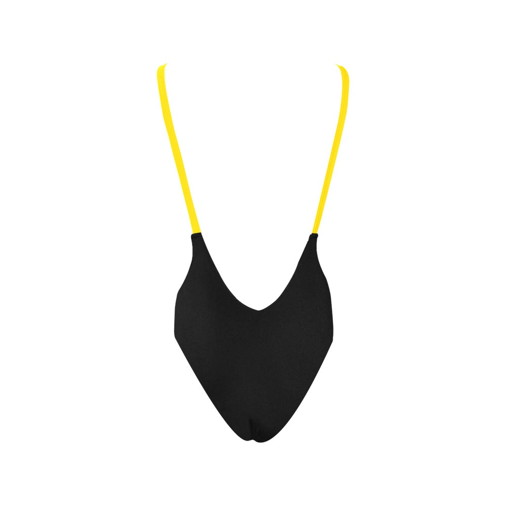 Thin Gold Line Flag Inspired Women’s Backless One-Piece Swimsuit