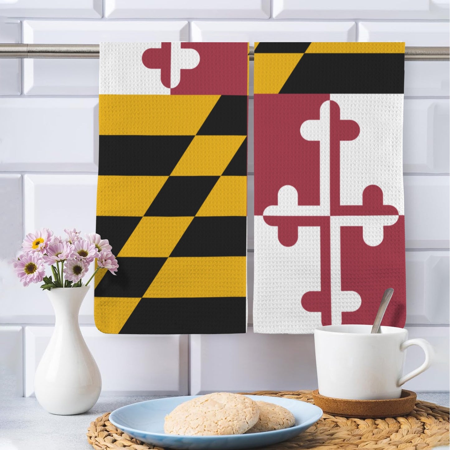 Maryland Flag Inspired Kitchen Towel 40X60cm (Pack of 2) (Made in the USA)
