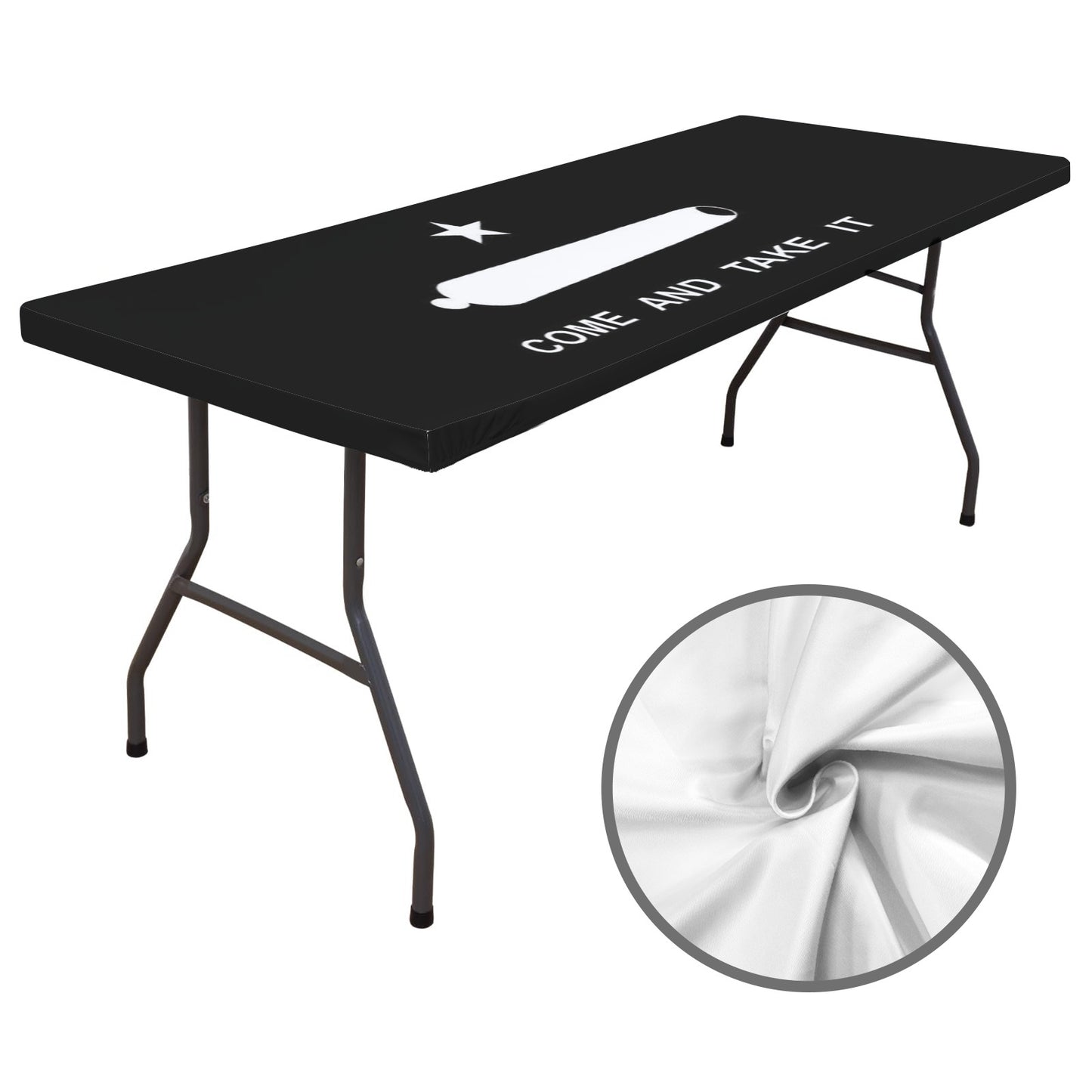 Come and Take It Flag Inspired Custom Elastic Fitted Tablecloth 72x30 inch (Made in the USA)