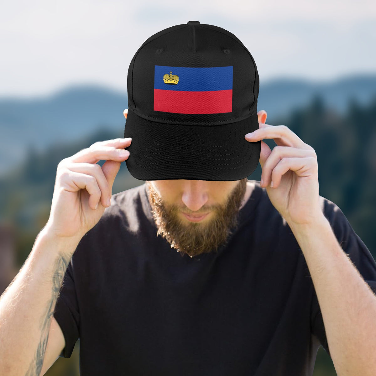 Liechtenstein Flag Inspired Baseball Cap | Printed in the USA