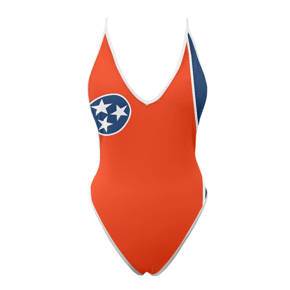 Tennessee Flag Inspired One-Piece Thong Swimsuit