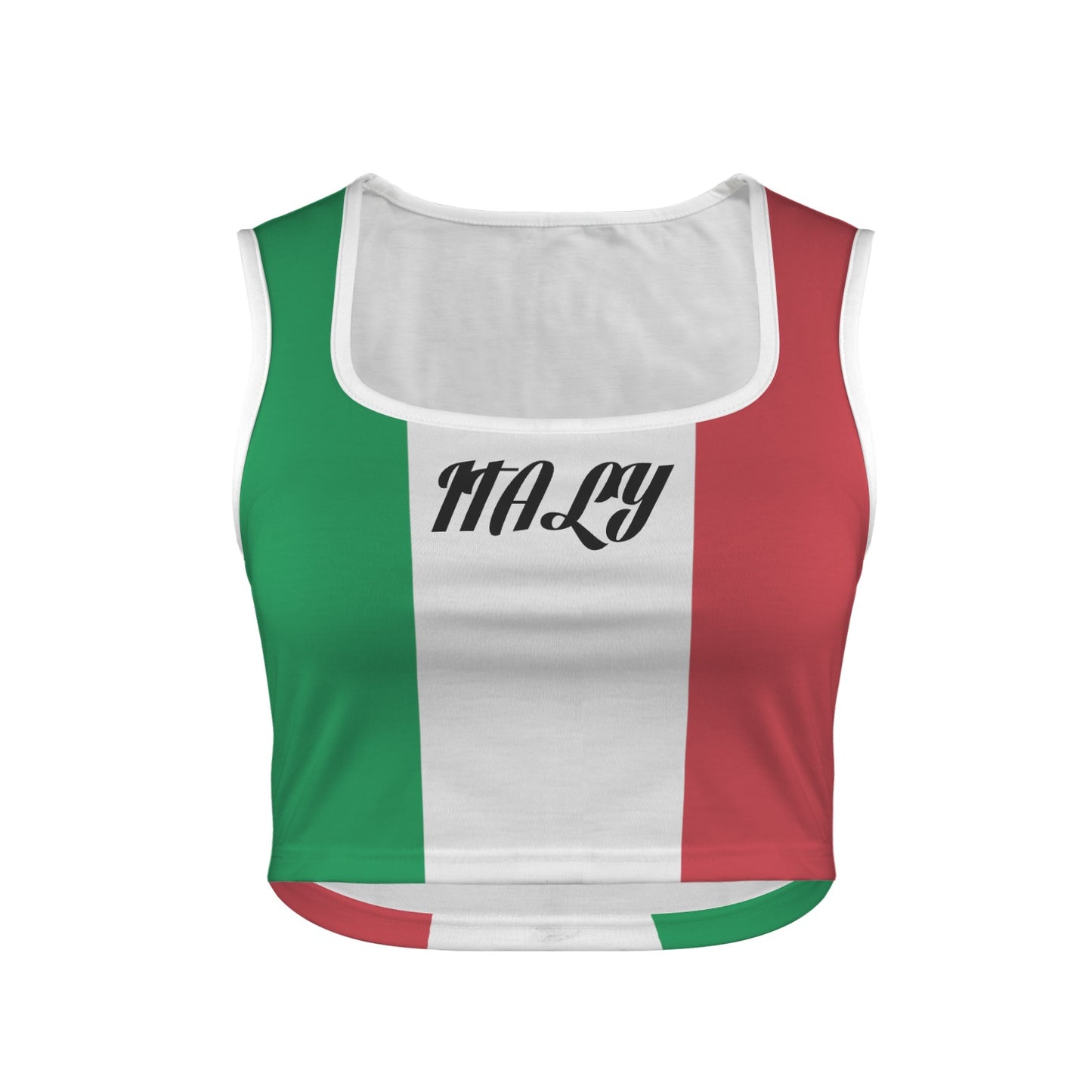 Italy Flag Inspired Square Neck Crop Tank Tops