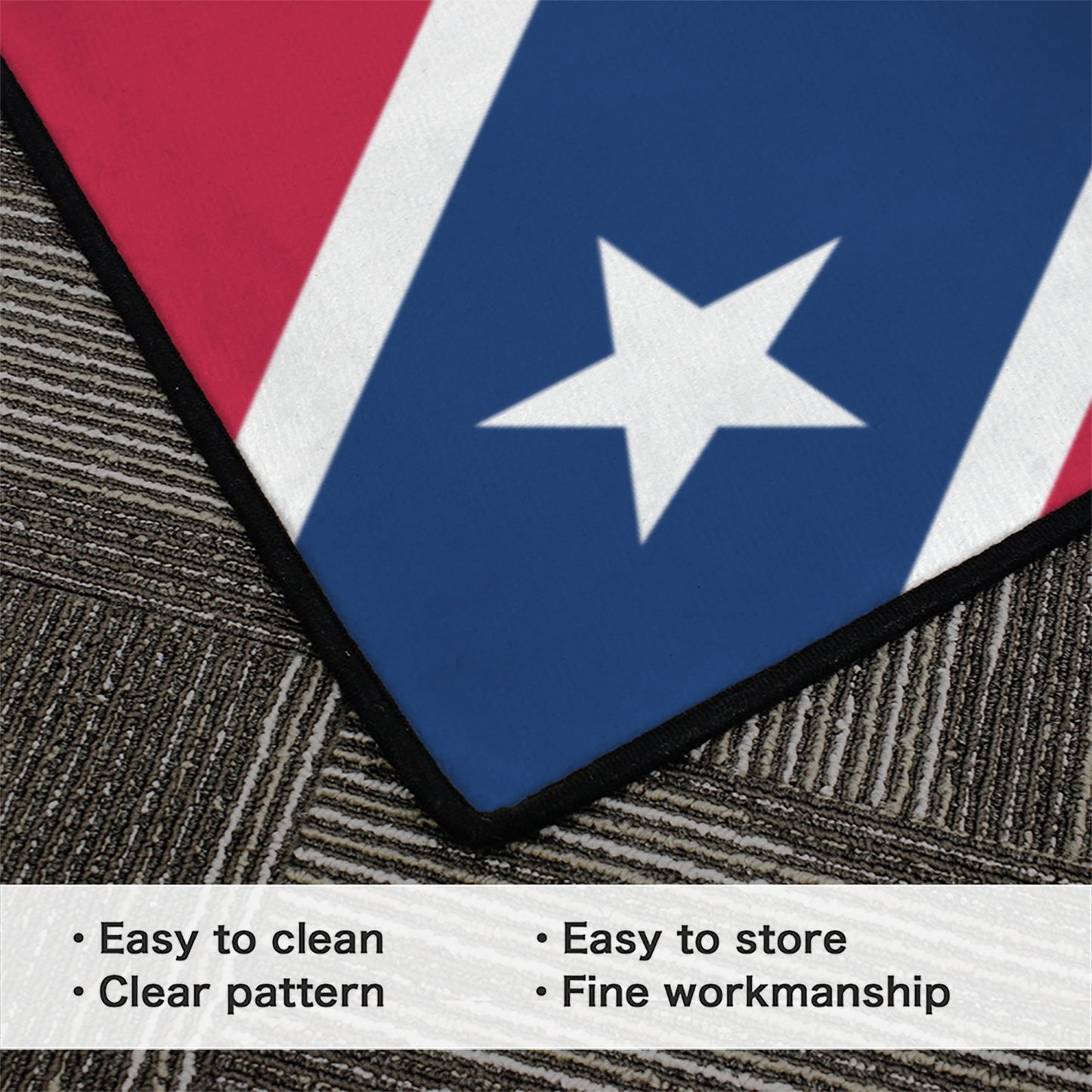 Confederate States Battle Flag Inspired 84x60 Inch Area Rug with Black Binding (Made in the USA)