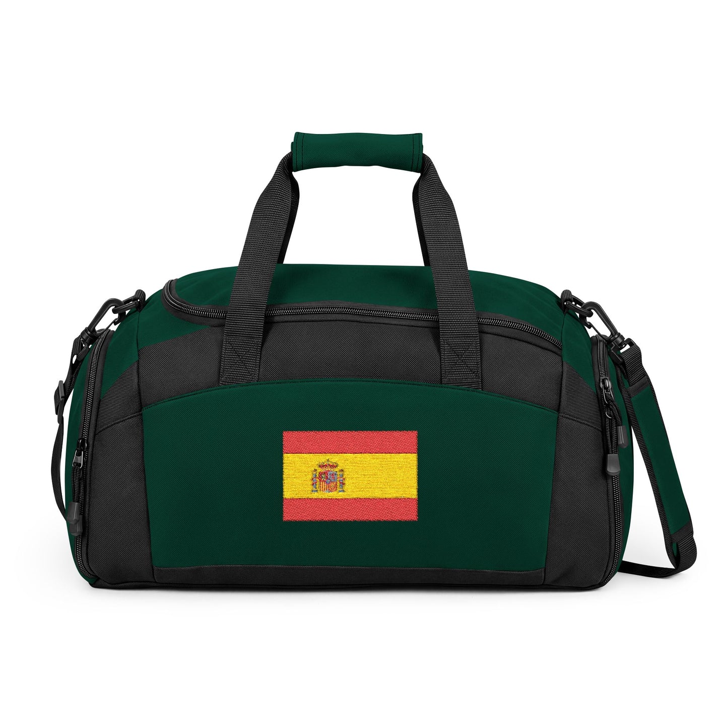 Spain Flag Gym Bag — Black Duffle with Embroidered Spain Flag