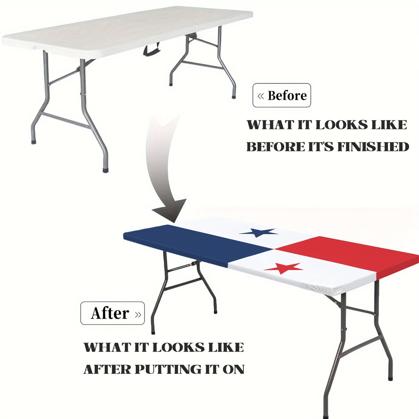 Panama Flag Inspired Custom Elastic Fitted Tablecloth 72x30 inch (Made in the USA)