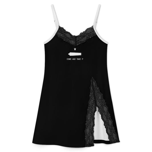 Come and Take It Flag Inspired Women's Lace Slit Cami Pajama Dress