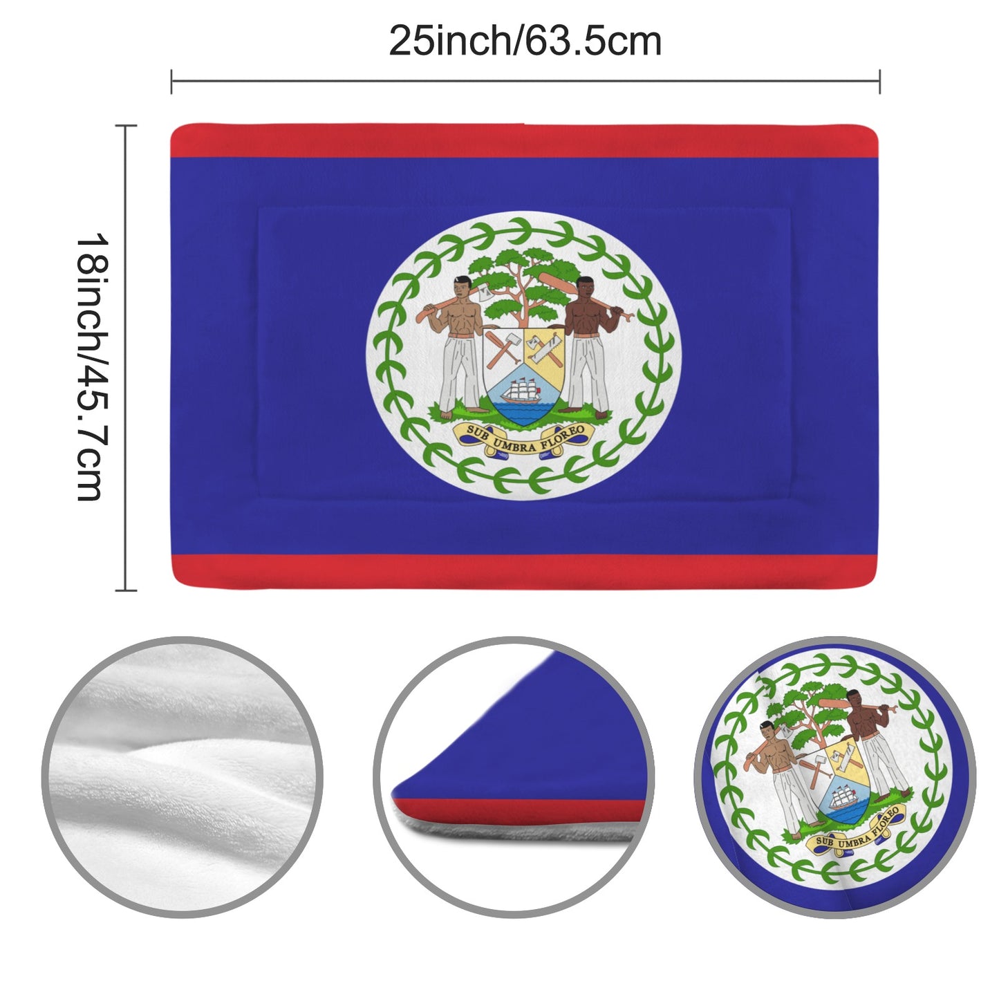Belize Flag Inspired Pet Mat 25x18inch (Made in the USA)