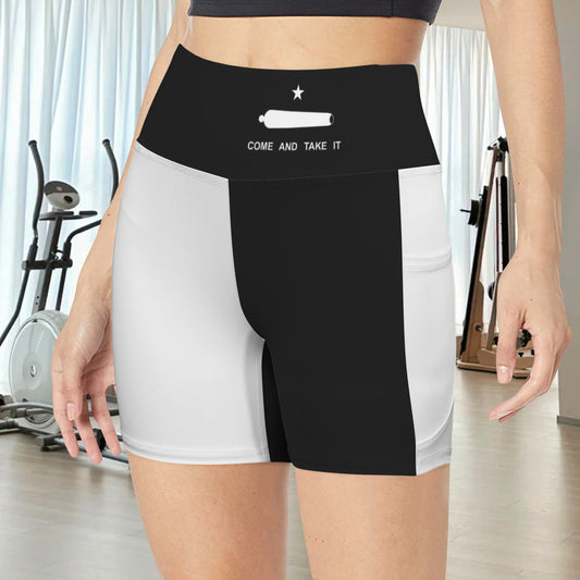 Come and Take It Flag Inspired Pocket Yoga Active Shorts