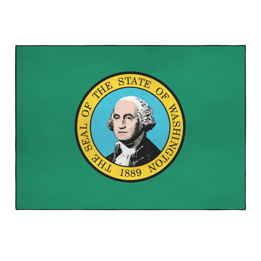 Washington Flag Inspired 84x60 Inch Area Rug with Black Binding (Made in the USA)