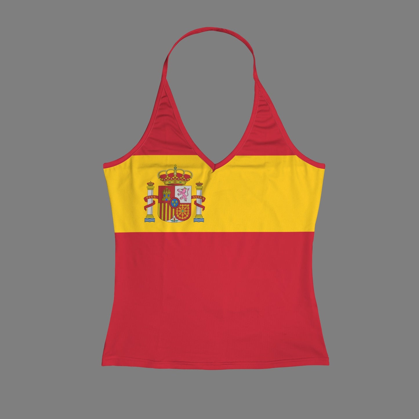 Spain Flag Inspired V-neck Halter Open Back Tank Top