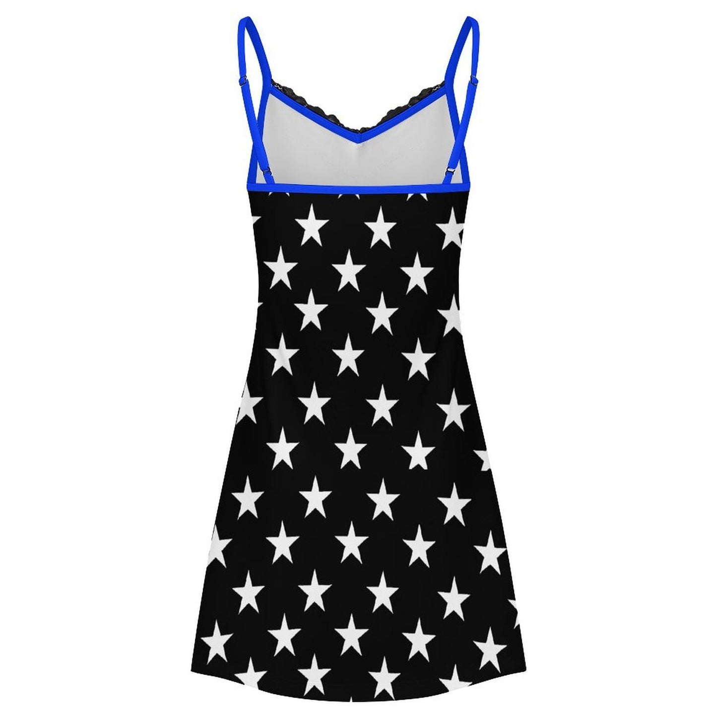 Thin Blue Line Flag Inspired Style-2 Women's Lace Slit Cami Pajama Dress
