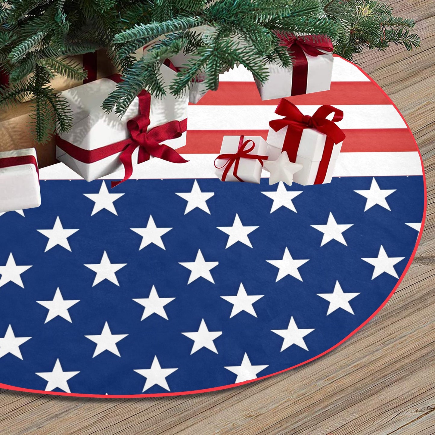 USA/America Flag Thick Christmas Tree Skirt 47" x 47"