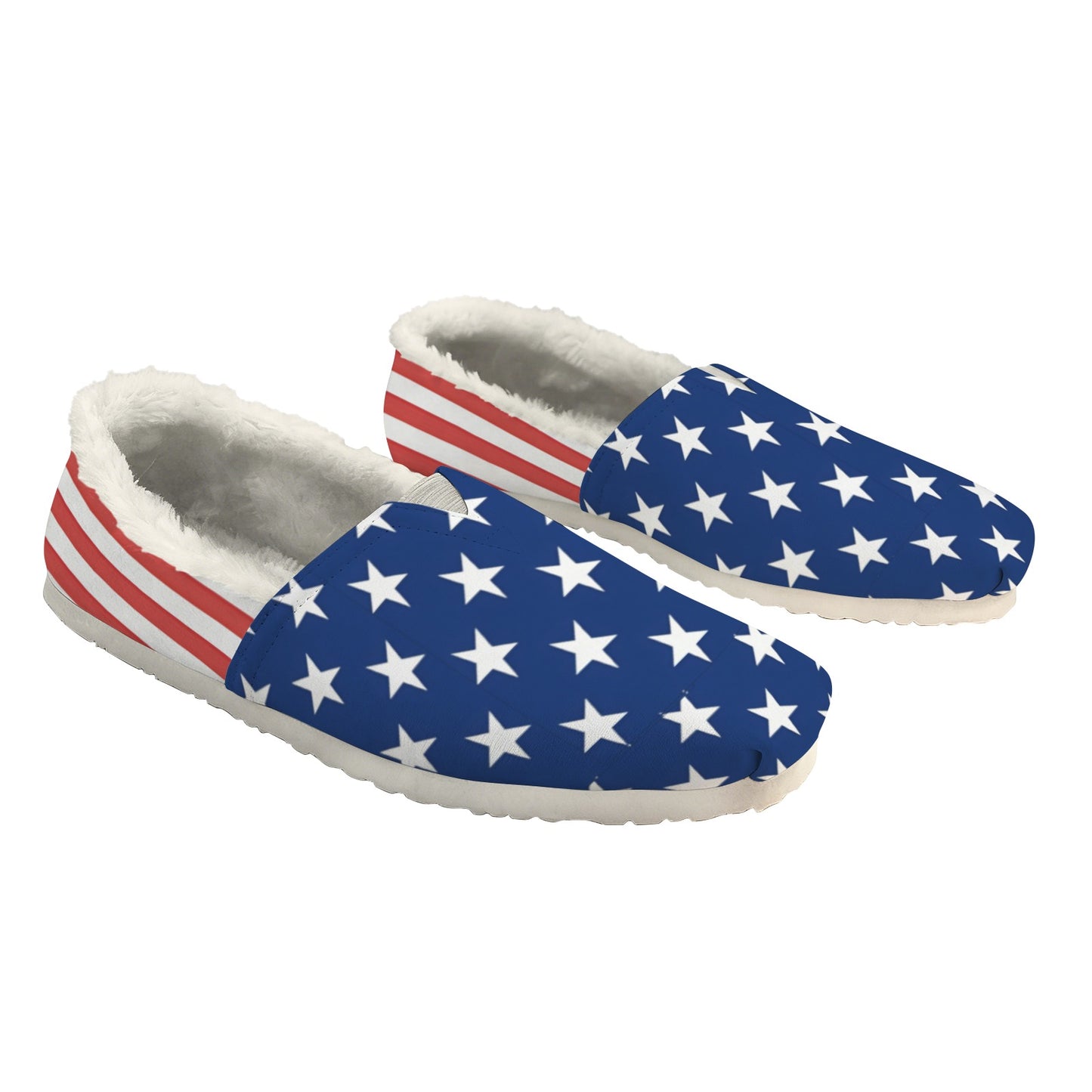 USA/American Flag Inspired Women's Fleece-Lined Canvas Slip-On