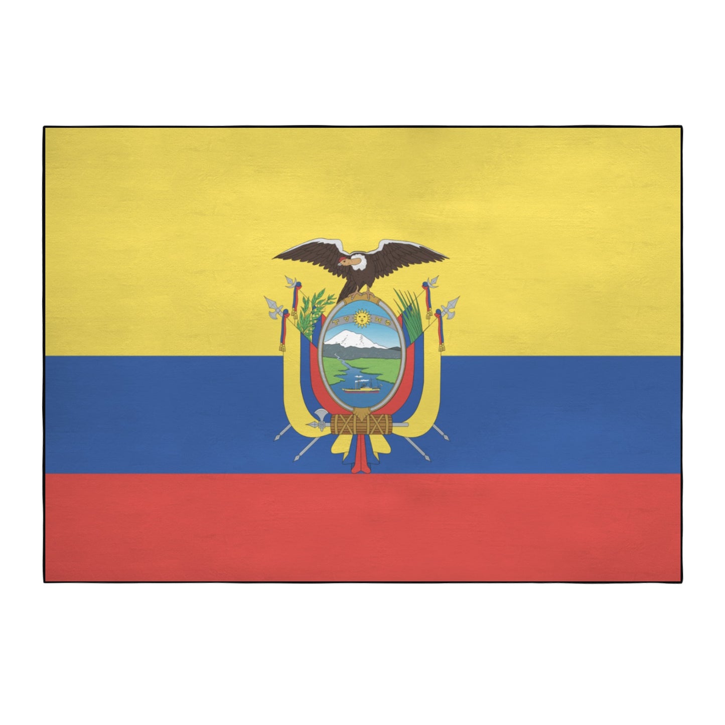 Ecuador Flag Inspired 84x60 Inch Area Rug with Black Binding (Made in the USA)