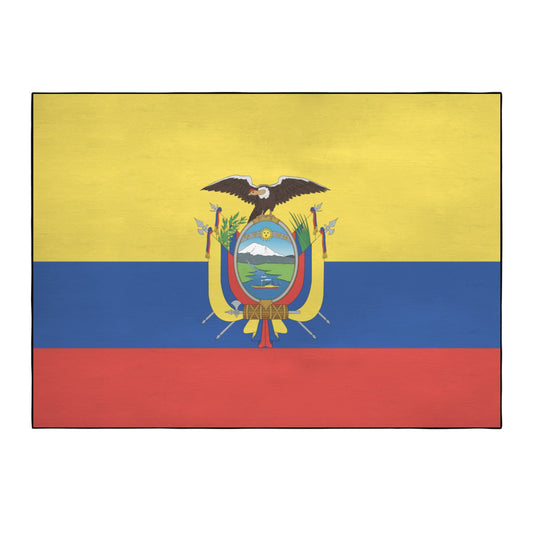 Ecuador Flag Inspired 84x60 Inch Area Rug with Black Binding (Made in the USA)