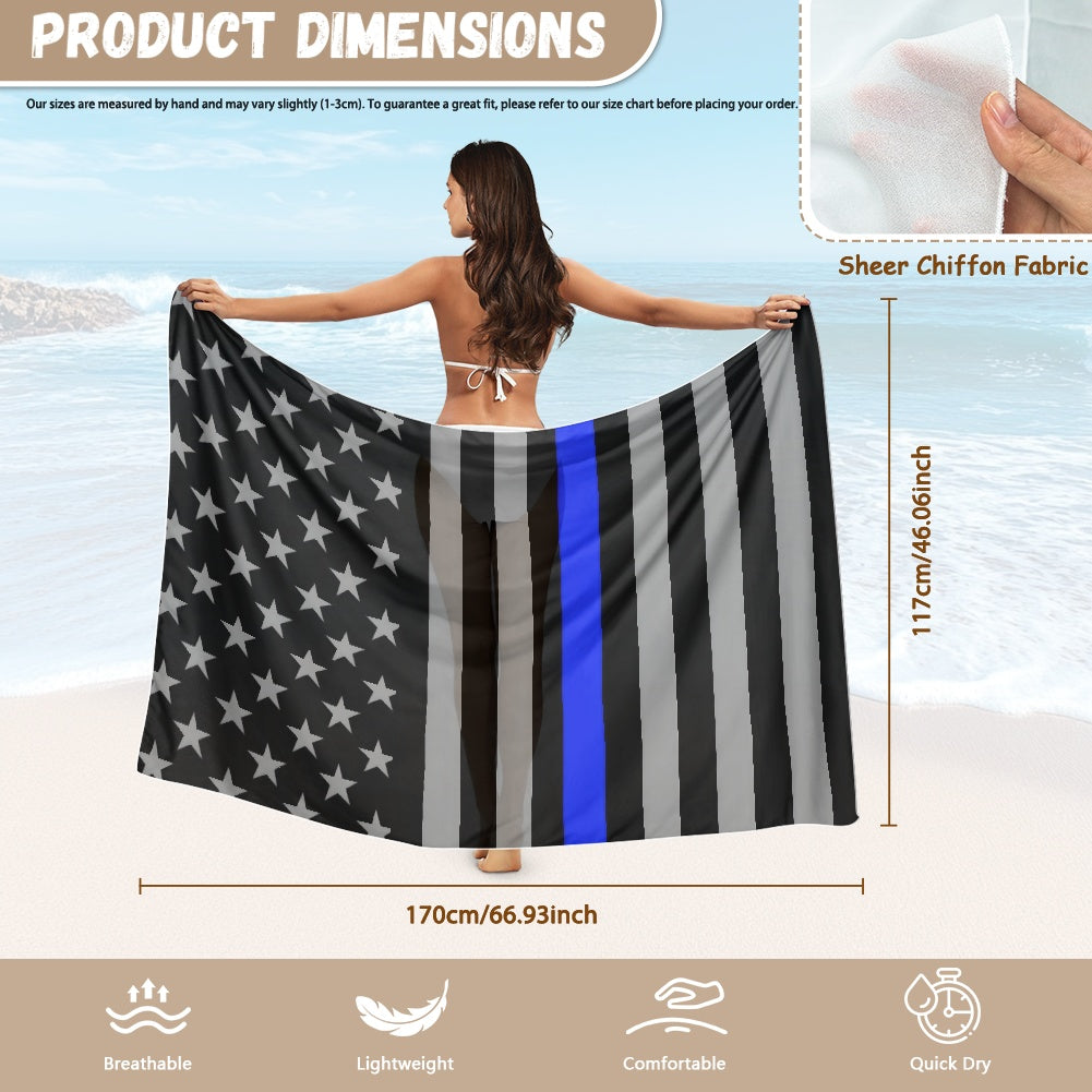 Thin Blue Line Flag Inspired (subdued) Bikini Cover-Up