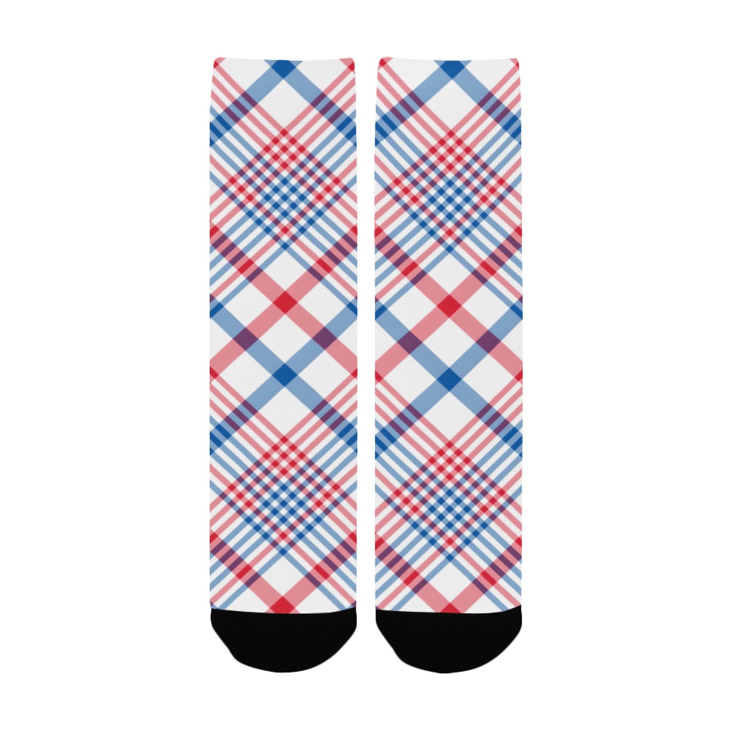 USA/American Flag Inspired Plaid Pattern Women's Custom  Socks | Ships from USA