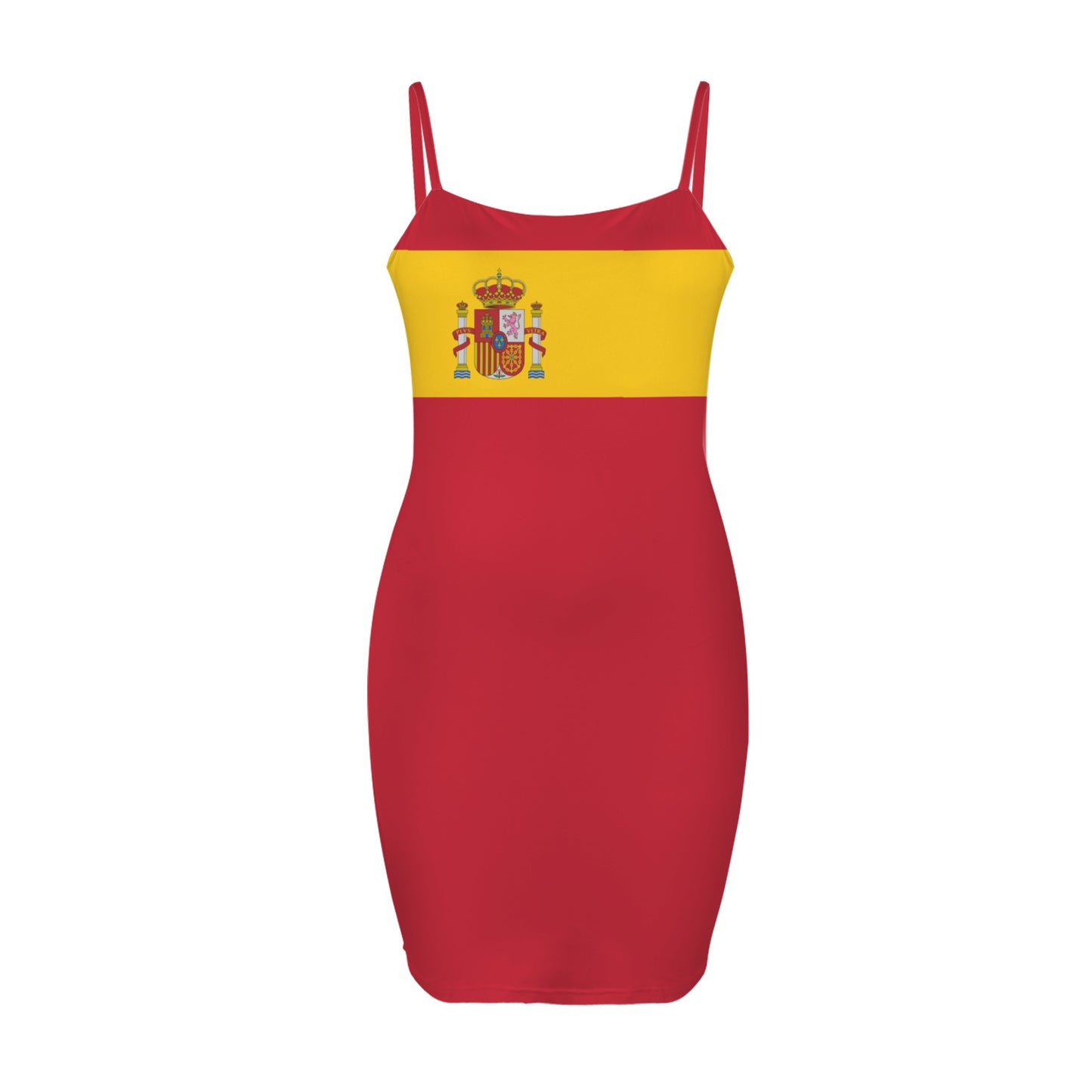 Spain Flag Inspired Backless Spaghetti Strap Bodycon Dress