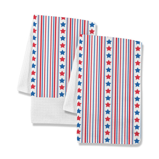 USA/American Flag Inspired Stars & Stripes Pattern Kitchen Towel 40X60cm (Pack of 2) (Made in the USA)