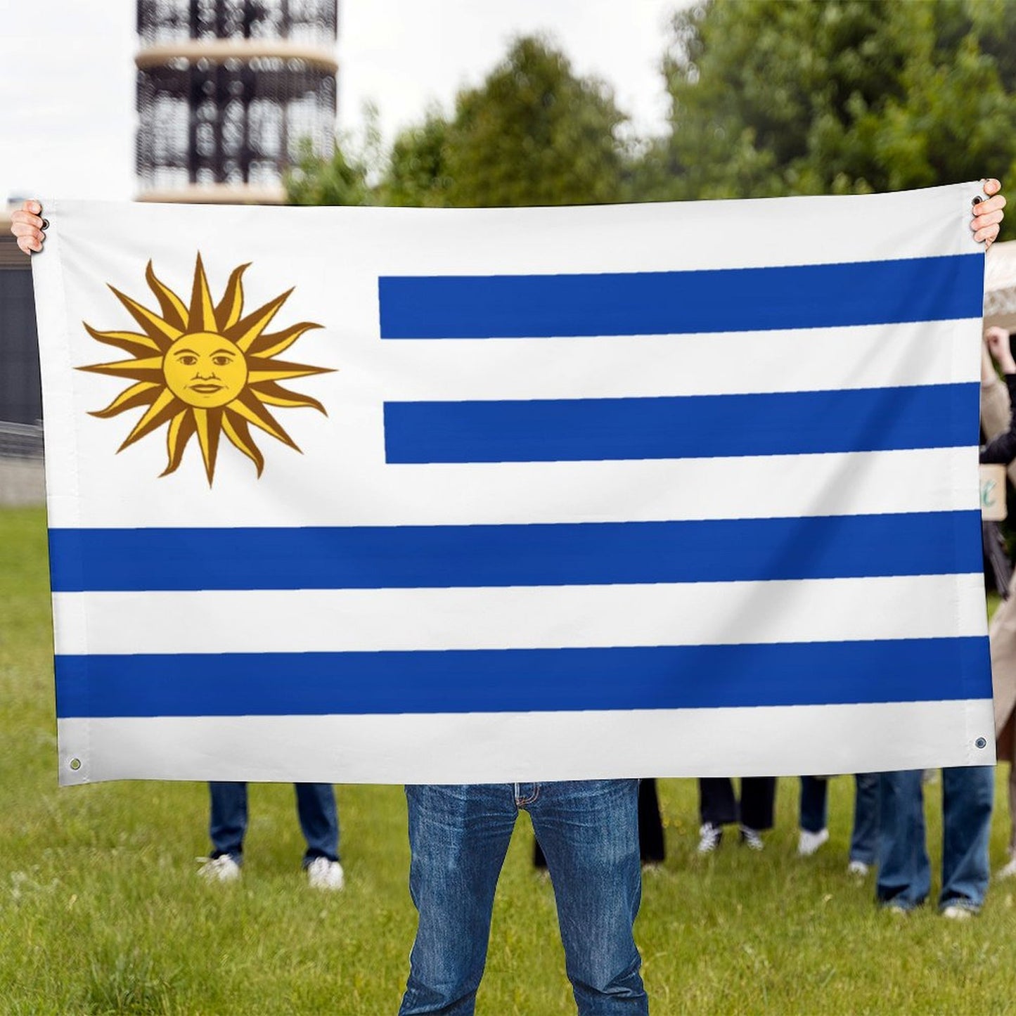 Uruguay Flag Inspired Wall Mount Flag with Four Grommets (35x59 in)