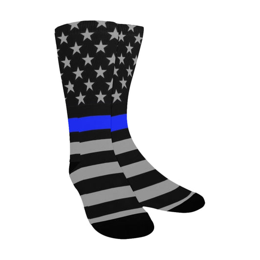 Thin Blue Line Flag Inspired (subdued) Women’s Custom Socks Made in the USA