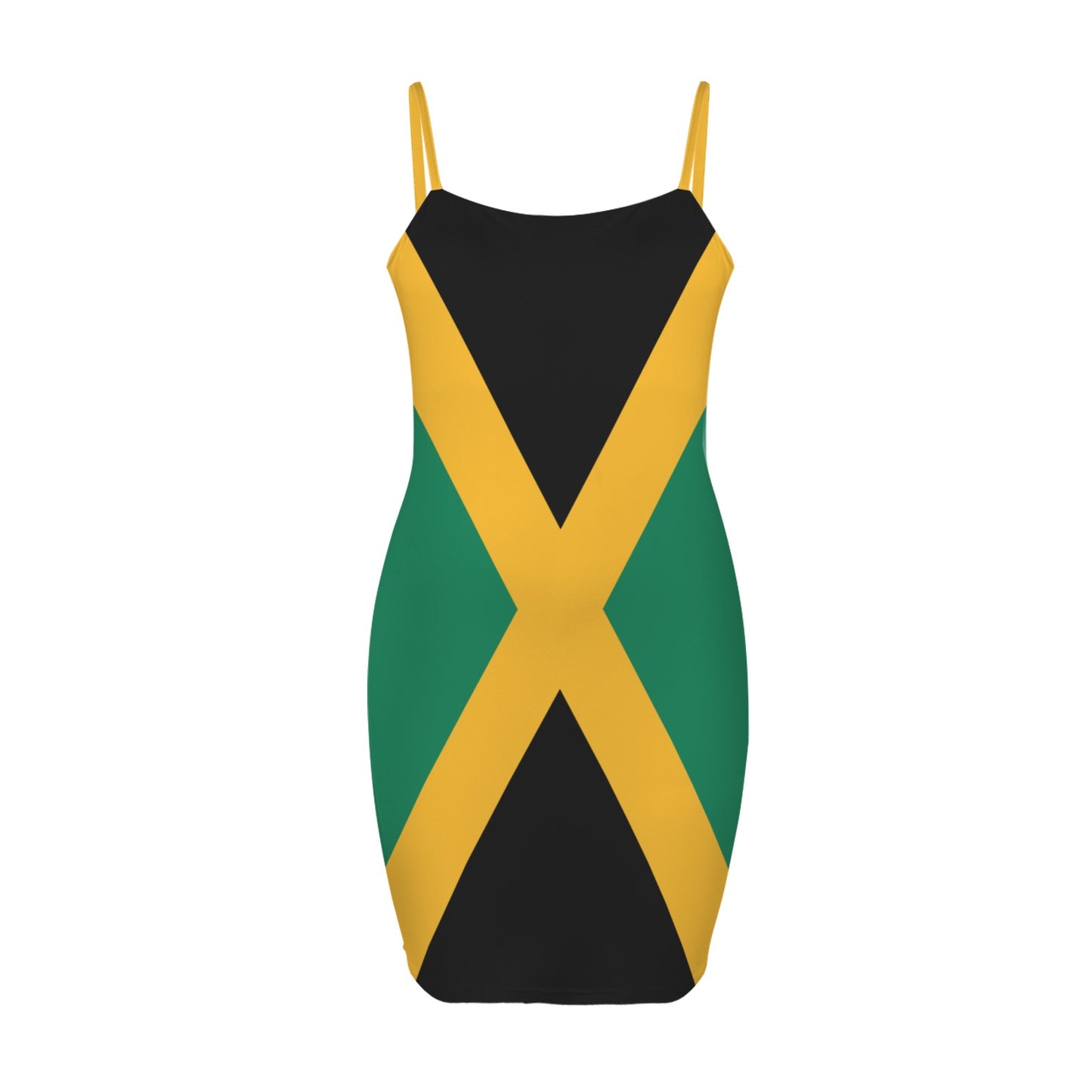 Jamaica Flag Inspired Backless Spaghetti Strap Bodycon Dress
