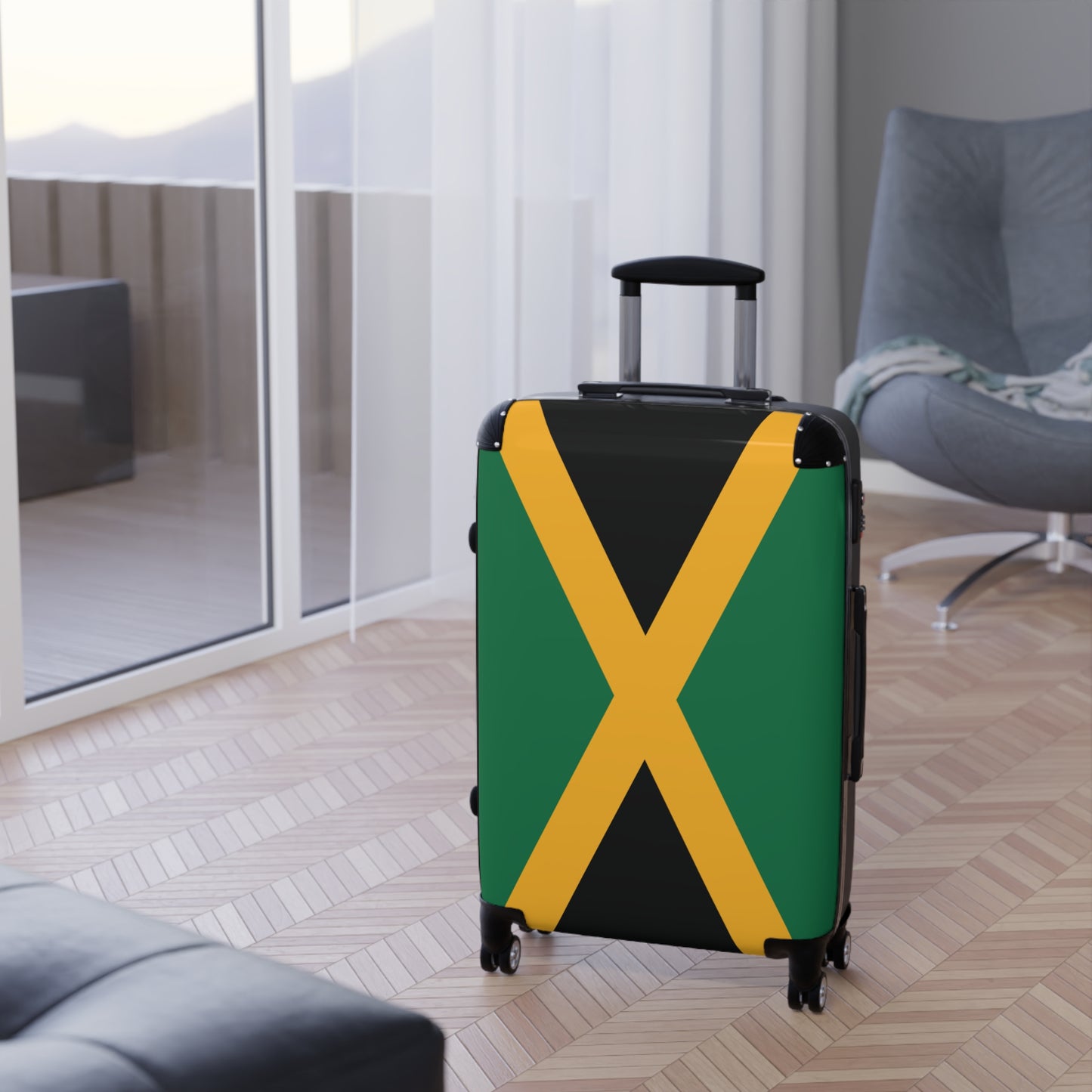 Jamaica Flag Inspired Suitcase