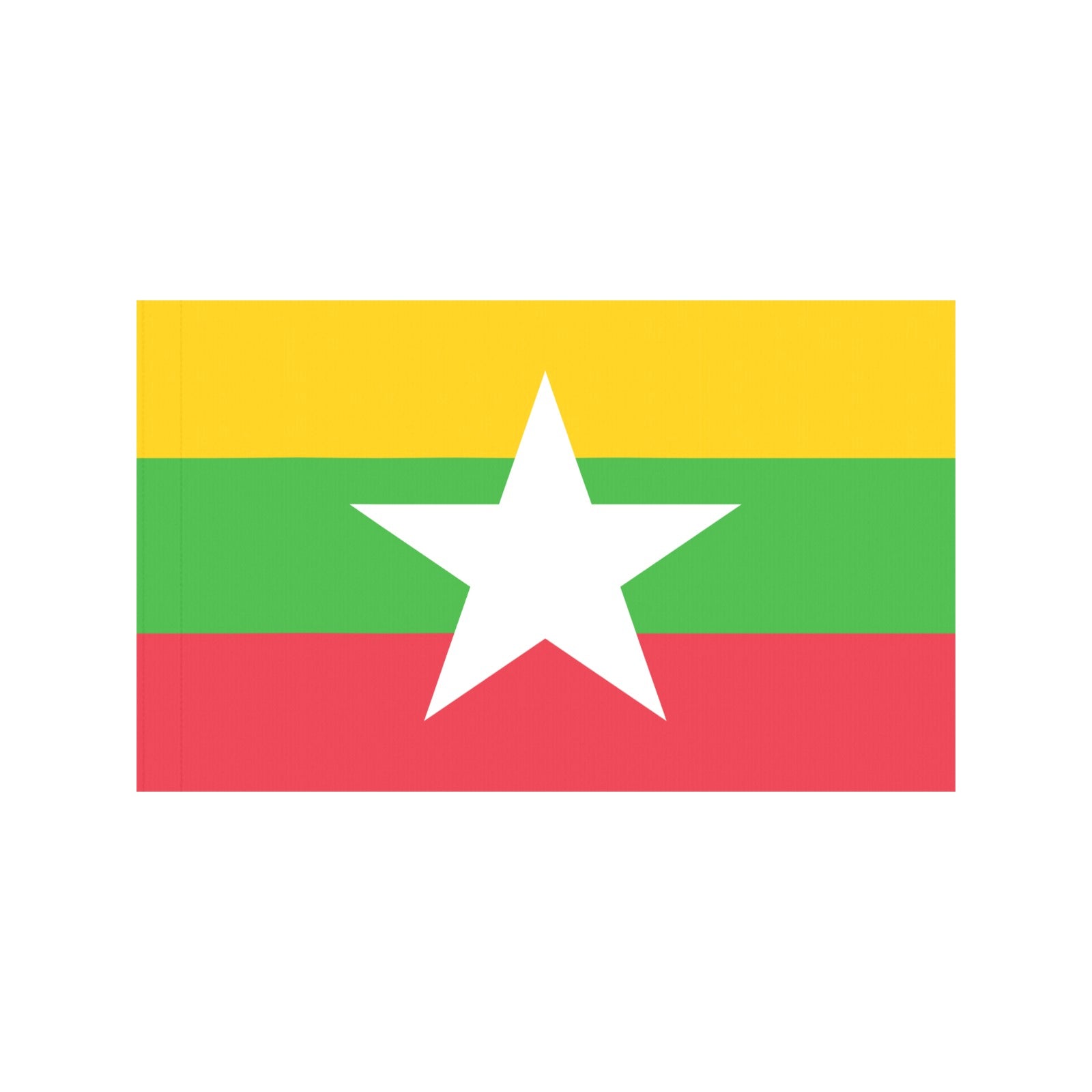 Luv My Flag Myanmar flag with yellow, green, red stripes.