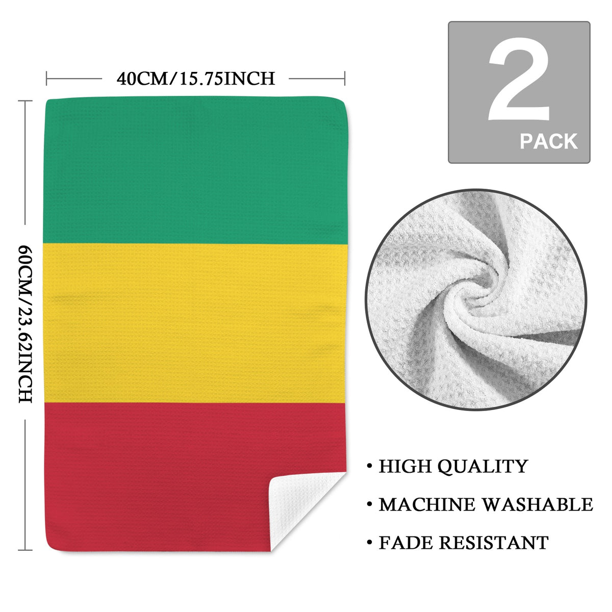 Guinea Flag Inspired Kitchen Towel 40X60cm (Pack of 2) | Printed In the USA