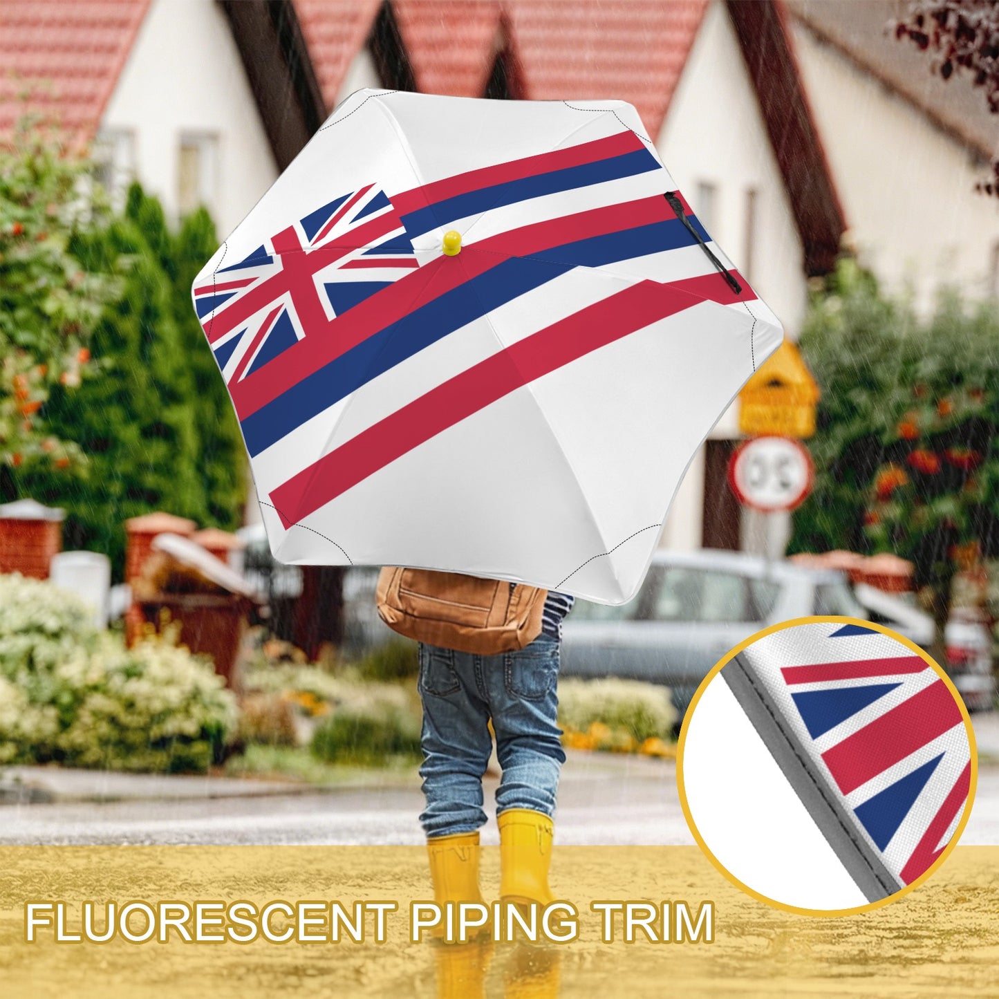 Hawaii Flag Inspired Kids Safe Round Corner Umbrella