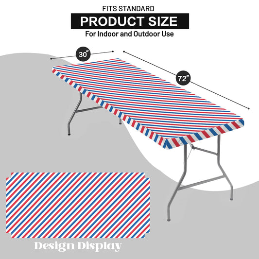 USA/American Flag Inspired Stripes Pattern Custom Elastic Fitted Tablecloth 72x30 inch (Made in the USA)