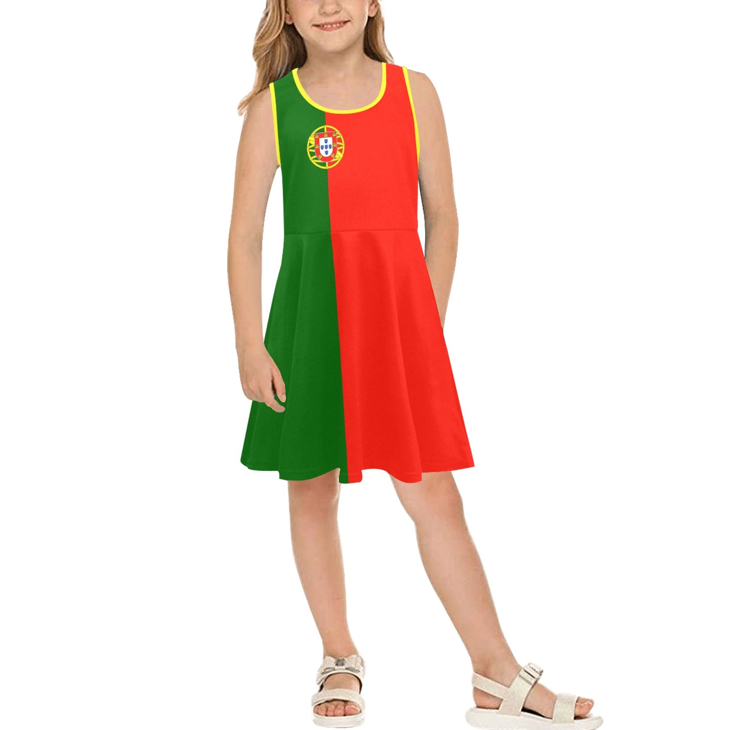 Portugal Flag Inspired Girls' Sleeveless Sundress | Ships from USA