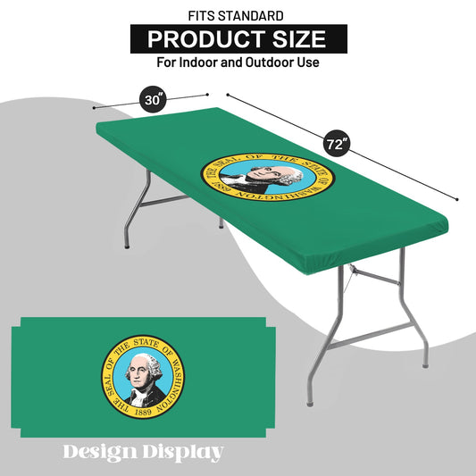 Washington Flag Inspired Custom Elastic Fitted Tablecloth 72x30 inch (Made in the USA)