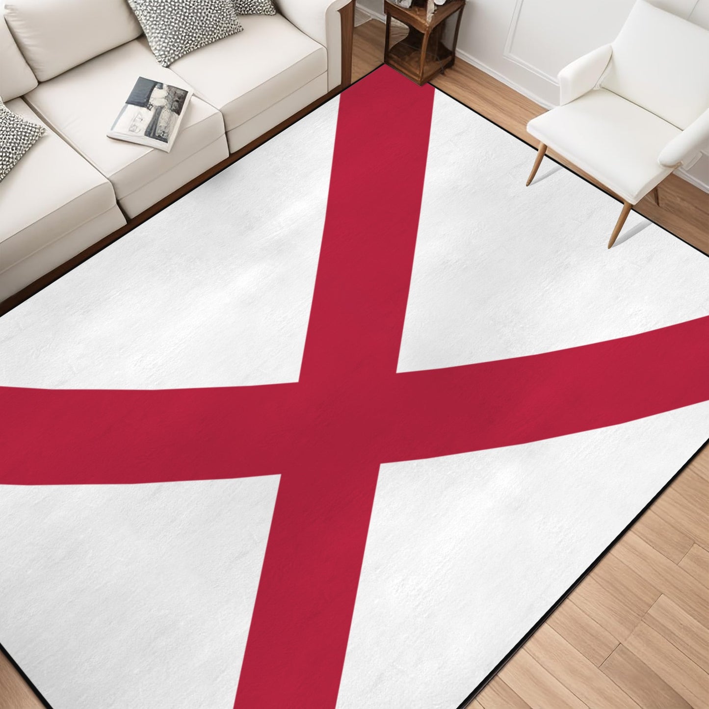 Alabama Flag Inspired 84x60 Inch Area Rug with Black Binding (Made in the USA)