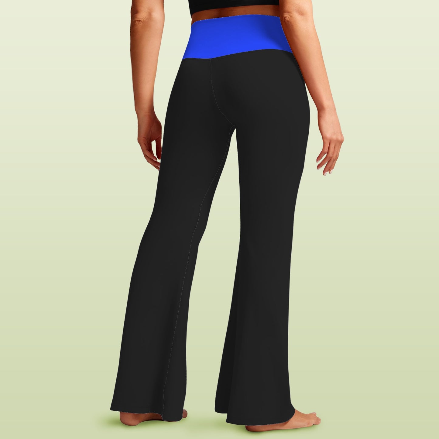 Thin Blue Line Flag Inspired Women's V-Crossover High Waisted Flare Leggings