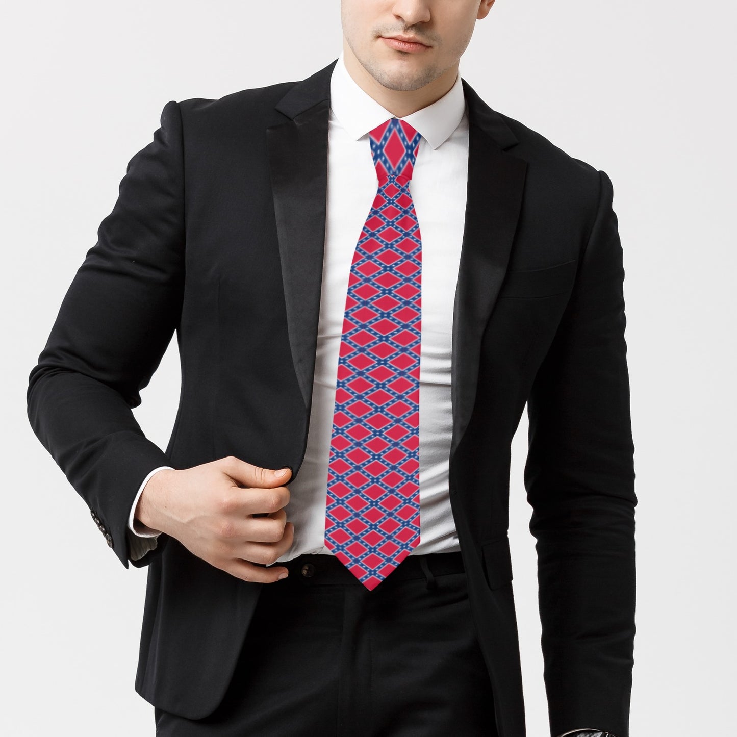 Confederate Battle Flag Inspired Pattern Classic Necktie (Two Sides)