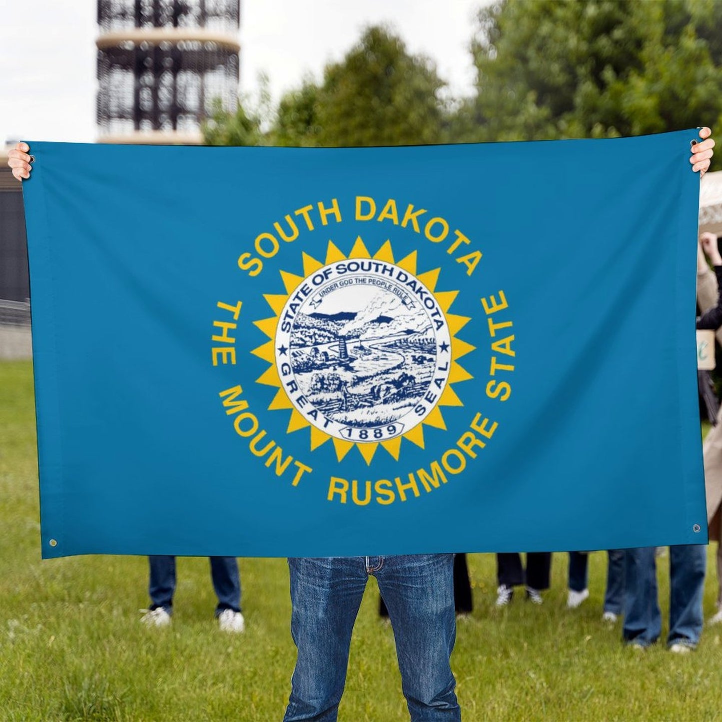 South Dakota Flag Inspired Wall Mount Flag with Four Grommets (35x59 in)