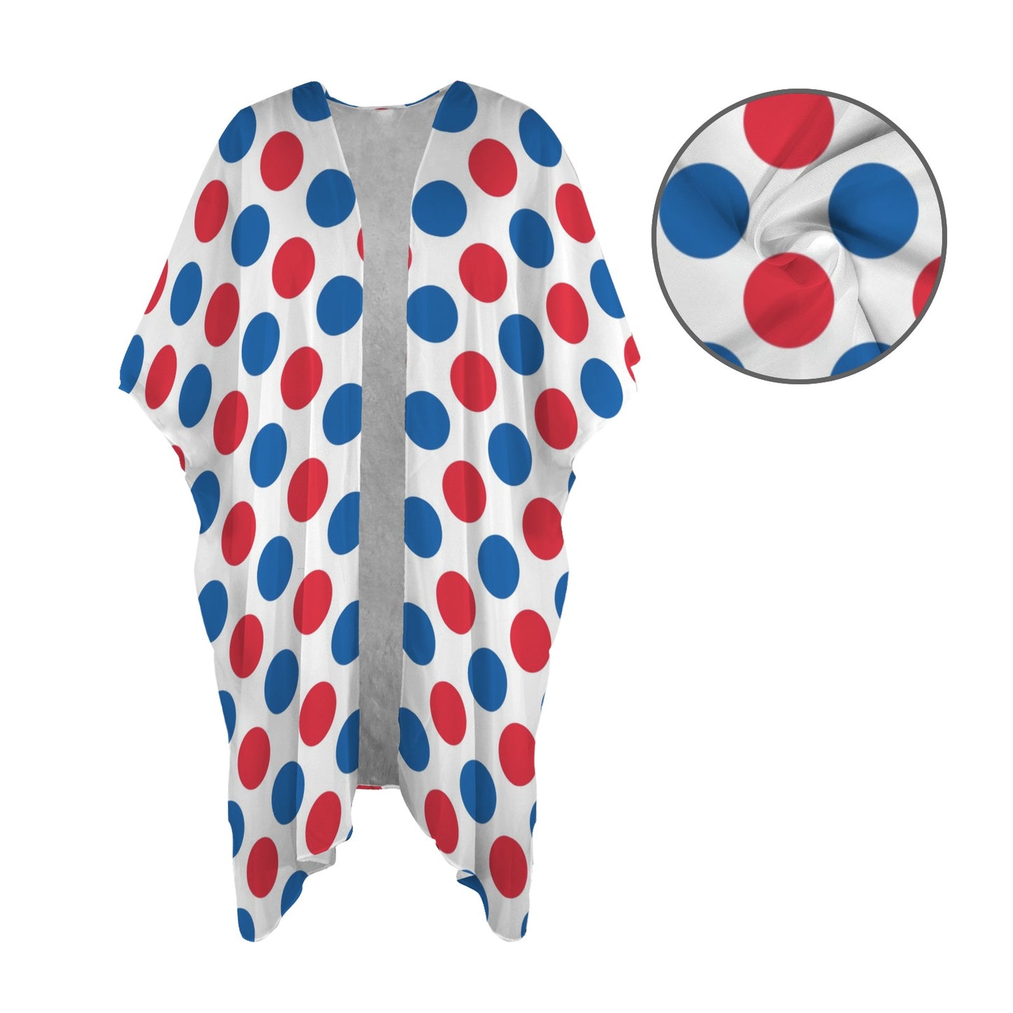 USA/American Flag Inspired Polka Dot Pattern Women's Long Cover Up