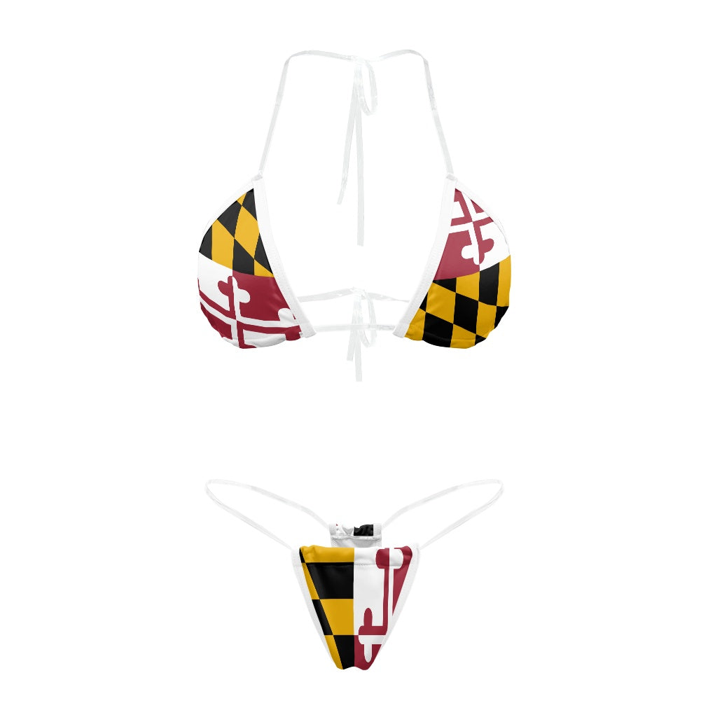 Maryland Flag Inspired Transparent String Thong Bikini