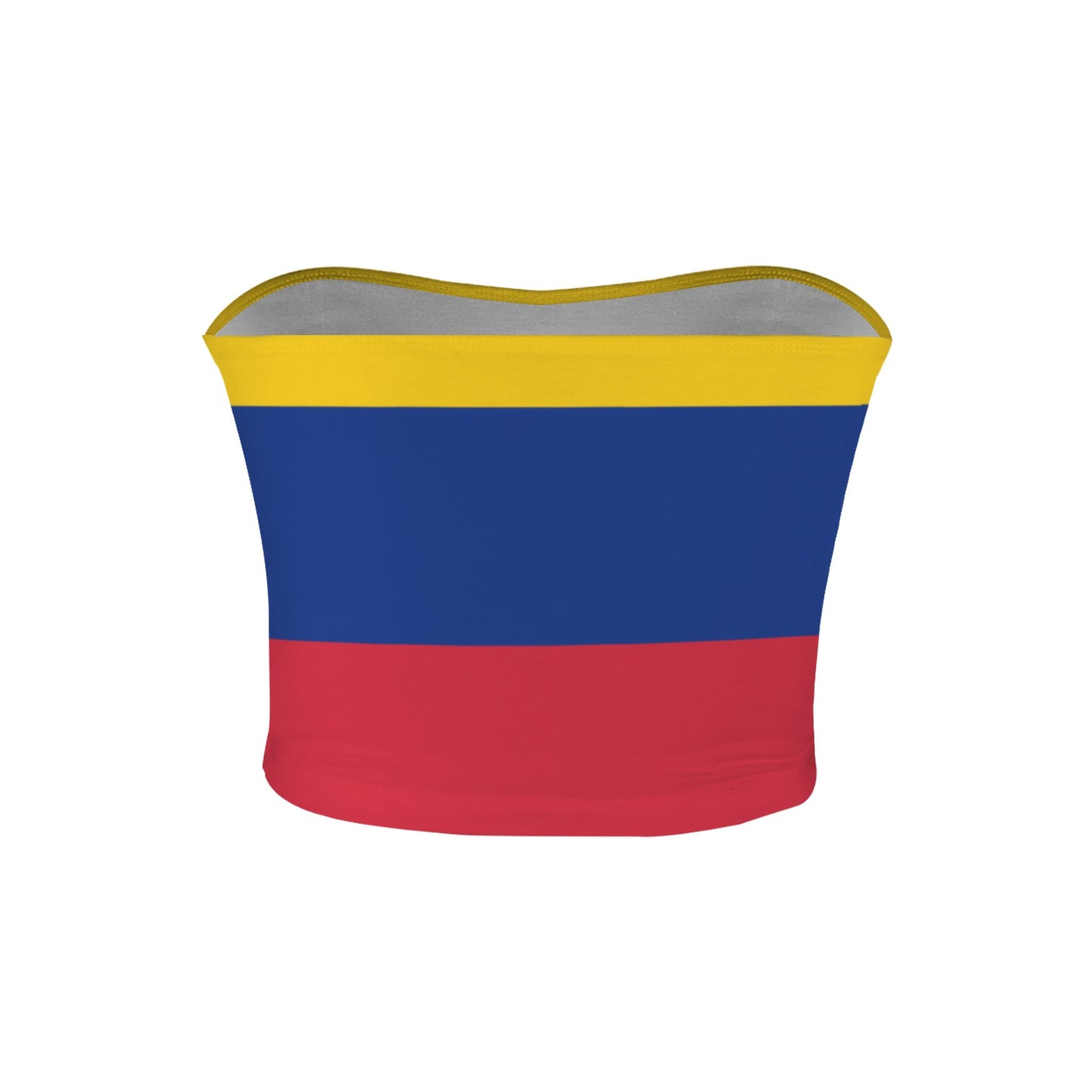 [Brand] Colombian flag tube top with yellow, blue, red stripes.